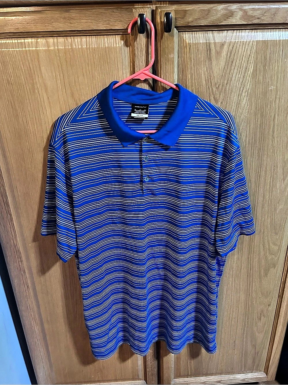 Nike Golf Dri-FIT Striped Polo Blue & White XL